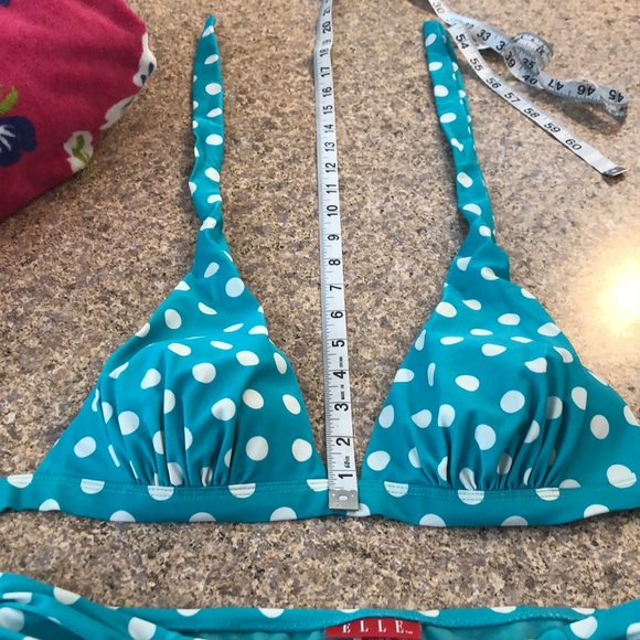 Vintage Elle Bikini 2 piece Swim Size 8 Polka Dot Teal (?) & White - Picture 13 of 17